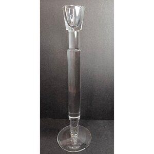 Calvin Klein Single Tall Glass Candlestick Taper Candle Holder MCM, 12", Marked